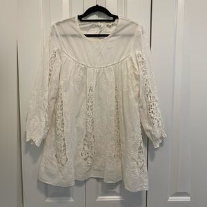 Chic White Lace embroidered Blouse for Women